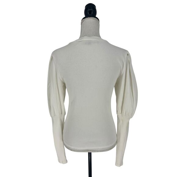 Veronica Beard Lyon Puff Sleeve Top in White - Picture 10 of 13